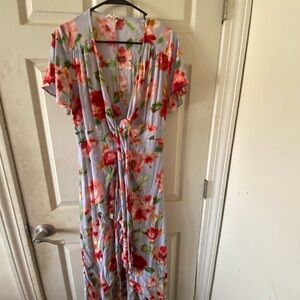 Floral Maxi Dress with Tie Front